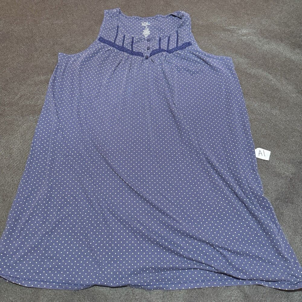 Croft & Barrow Womens Tank Top Blouse Plus 1X Extra Large Blue Polka Dot